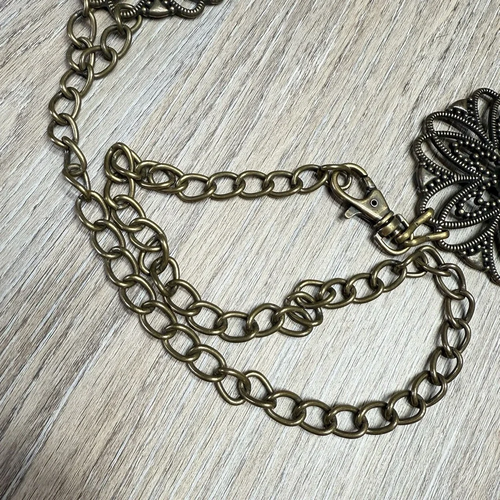 Vintage Medallion Chain Belt Waist Hip Metal Jewelry BOHO Chic 1980s